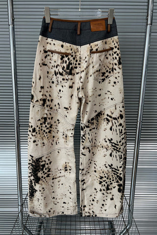 Patterned Wide-Leg Straight Jeans