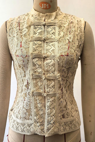 Mandarin Collar Lace Tank Top