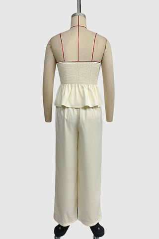 Strapless Button-Front Pants Set