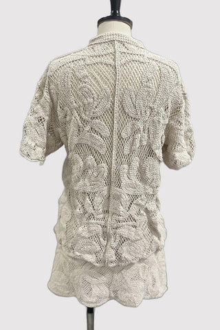 Crochet Half-Sleeve Mini Dress