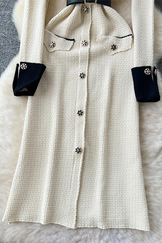 Buttoned Knit Casual Dress