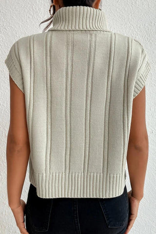Cable Knit Turtleneck Sweater Vest