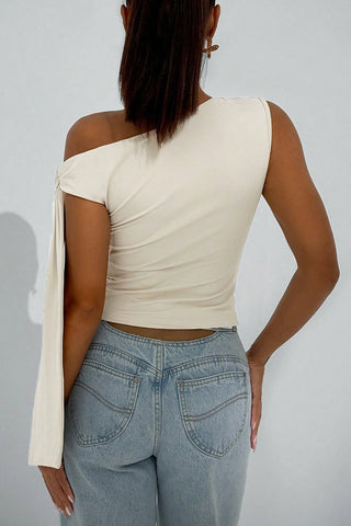 Asymmetric Tie-Shoulder Cami Top