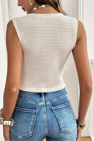 Button-Front Sleeveless Top