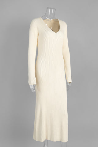 Ribbed Knit Casual Midi Dress