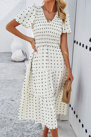 V-Neck Tiered Midi Dress