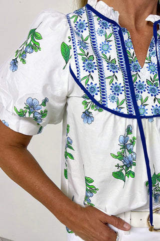 Floral Tie Neck Blouse