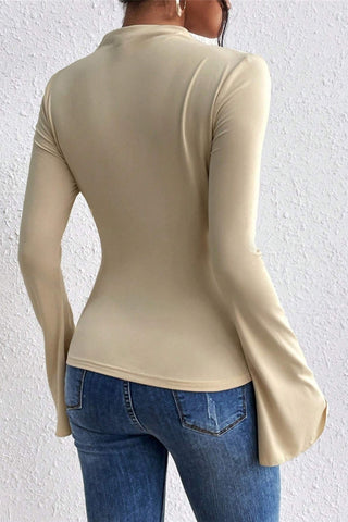 Elegant Long Sleeve Drape T-Shirt