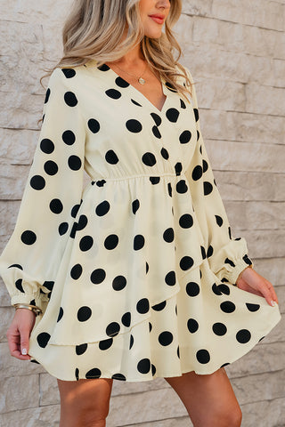 Polka Dot Puff Sleeve Midi Dress