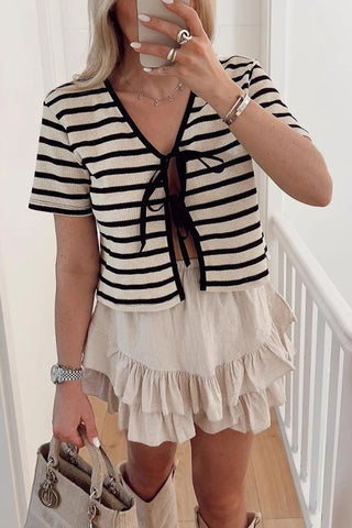Striped Tie-Front Blouse
