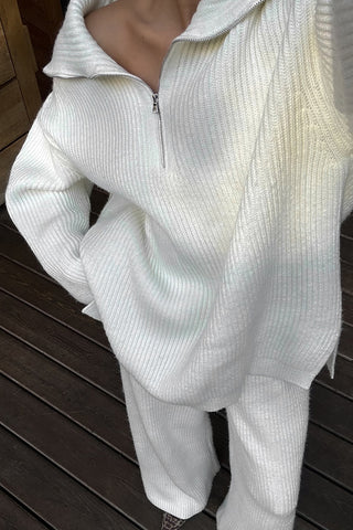 Zip-Up Relaxed Pants Set