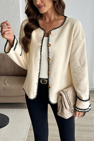 Chic Button-Front Jacket with Contrast Trim