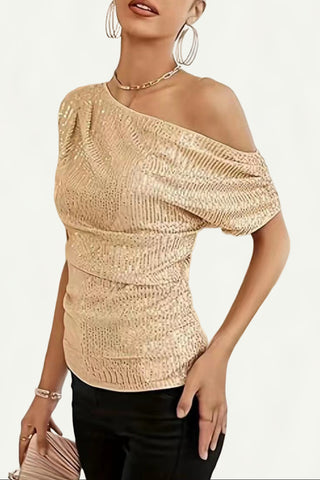 One-Shoulder Sequin Tank Top