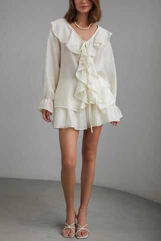 Ruffle Front Shorts Set