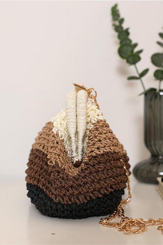 Stylish Chain-Strap Woven Handbag