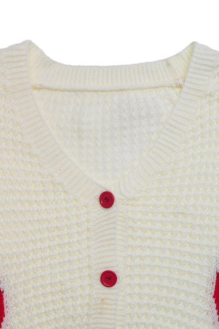Strawberry-Pattern Knit Cardigan