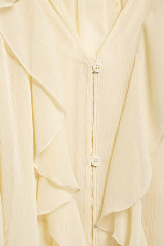 Ruffle-Detail Blouse with Button Closure