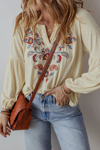 Gathered Sleeve Casual Blouse