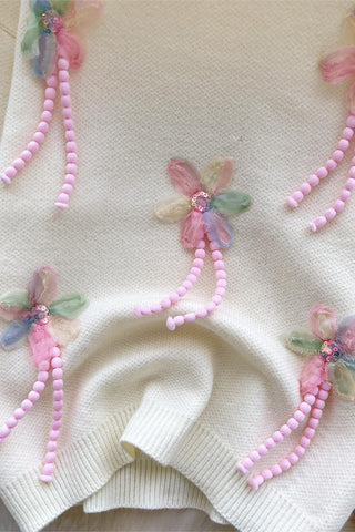 Embellished Floral Appliqué Sweater
