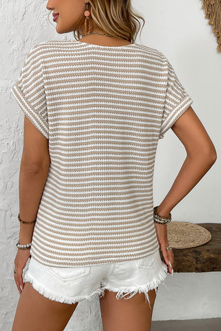 Striped Button-Front Casual Top