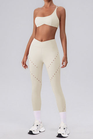 High-Waisted Perforated Casual Leggings