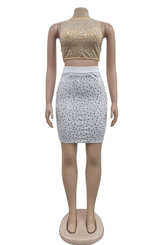 Embellished Sleeveless Mini Skirt Set