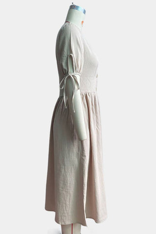 V-Neck Button Casual Dress