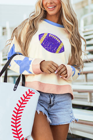 Star Patch Contrast Trim Top