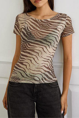Animal Print Short Sleeve T-Shirt