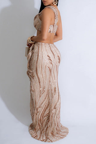 One-Shoulder Skirt Set with Flowing Silhouette