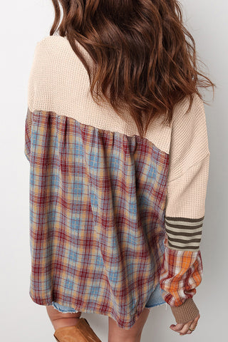 Mixed-Pattern Sleeve Sweatshirt