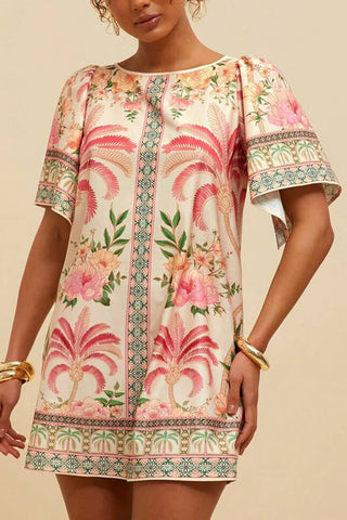 Tropical Print Casual Mini Dress