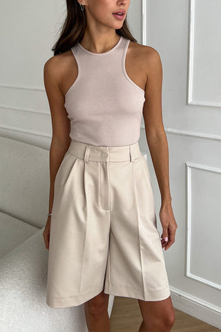 Pleated Wide-Leg Casual Shorts