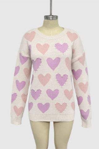 Heart Pattern Knit Sweater