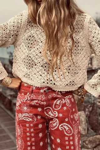 Crochet V-Neck Blouse