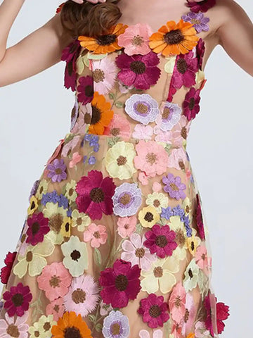 Floral Appliqué Cami Mini Dress