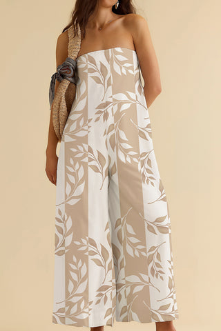 Strapless Wide-Leg Striped Jumpsuit