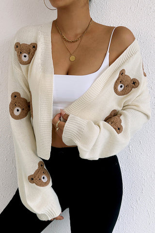 Playful Bear Applique Cardigan