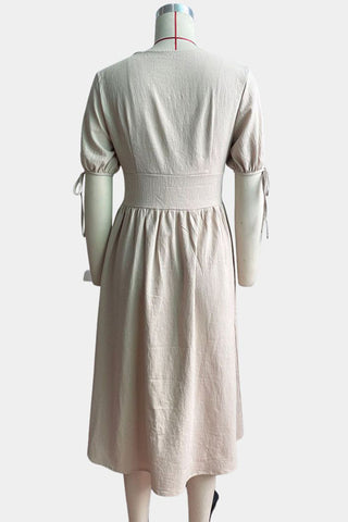 V-Neck Button Casual Dress