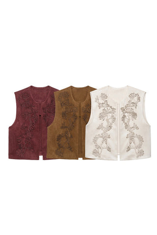Patterned Open-Front Vest