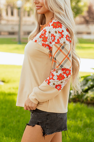 Floral Patchwork Long Sleeve Blouse
