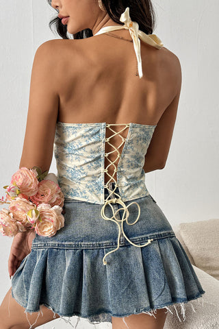 Ruffled Halter Corset Top