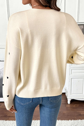 Tie-Front Heart Pattern Cardigan