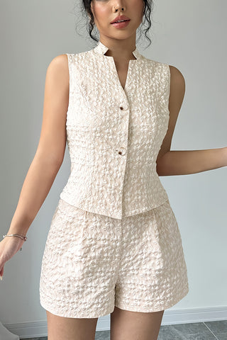 Textured Sleeveless Short Set
