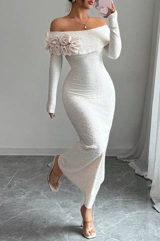 Off-Shoulder Embellished Maxi Dress