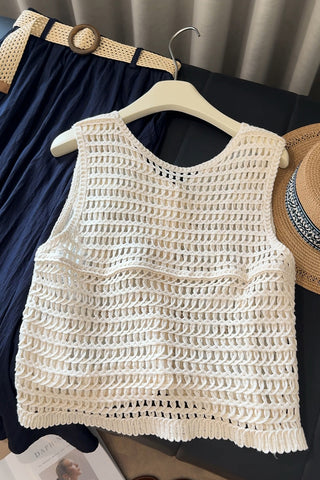 Buttoned Lace Top with Crochet Details