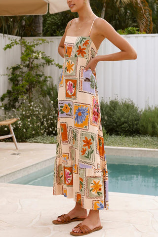 Stamp Printed Casual Dress