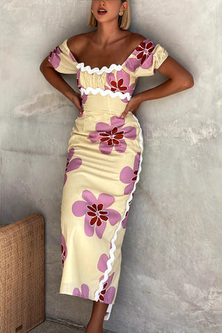 Off-Shoulder Floral Midi Dress