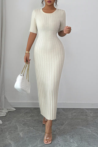 Ribbed Knit Casual Maxi Dress