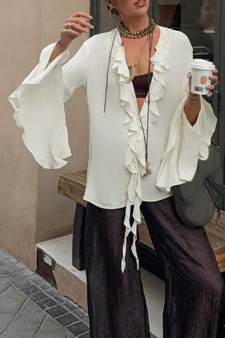 Flounce Detail Blouse with Bell Sleeves
